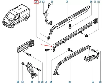 7639000Q0E ,  Glissière,portes coulissantes glissantes Nissan Renault